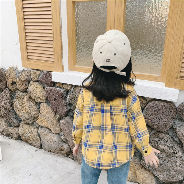 Cămașă modernă pentru copii pentru fete - cu nasturi în două culori