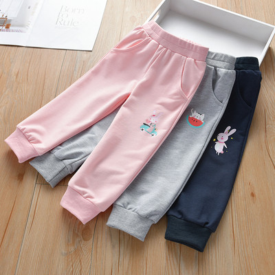 Спортен детски панталон за момичета с апликация в три цвята