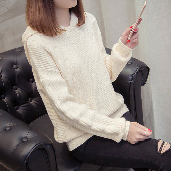 Μοντέρνο γυναικέιο πουλόβερ με κουκούλα  σε διάφορα χρώματα