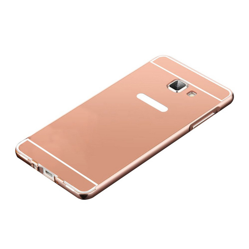 Метален калъф за телефон с огледален гръб за Samsung J5 2016 в розов цвят