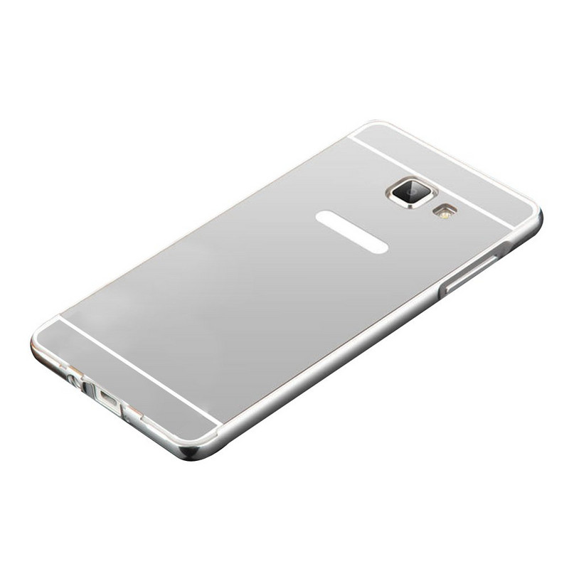 Husa telefon metalica cu spate oglinda pentru Samsung J5 2016 de culoare argintie