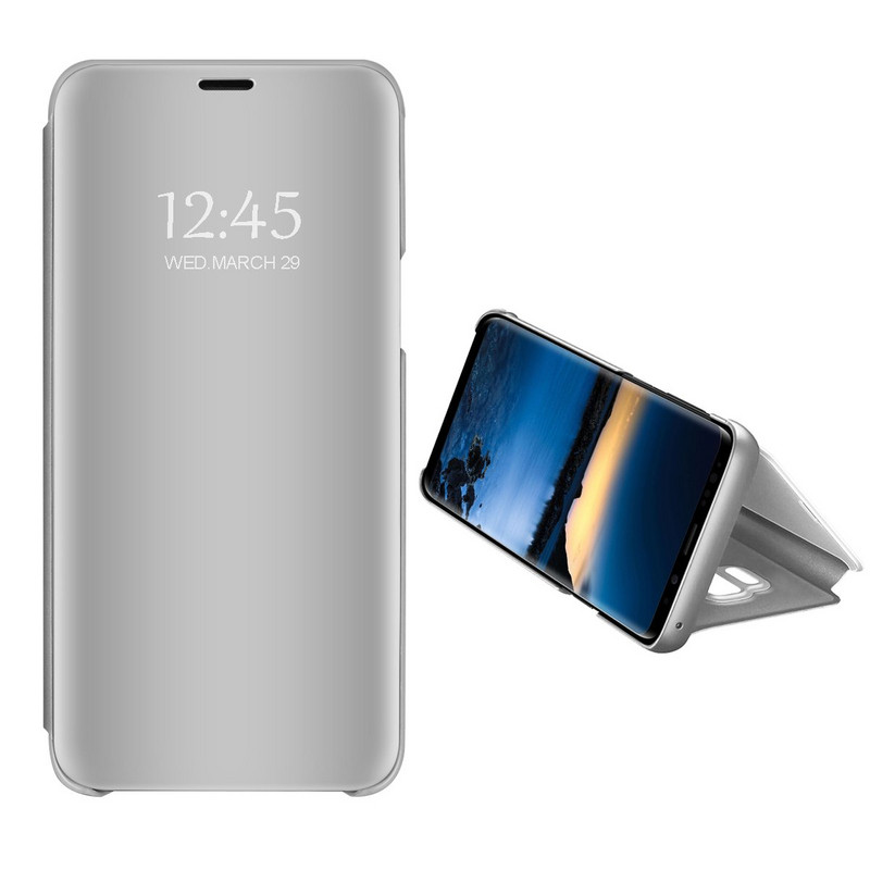 Θήκη Flip Mirror για το τηλέφωνο Xiaomi Redmi Σημείωση 4 με γκρι χρώμα