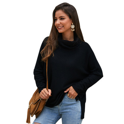 Pulover dama casual model larg cu guler inalt in mai multe culori