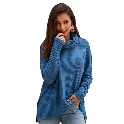 Pulover dama casual model larg cu guler inalt in mai multe culori