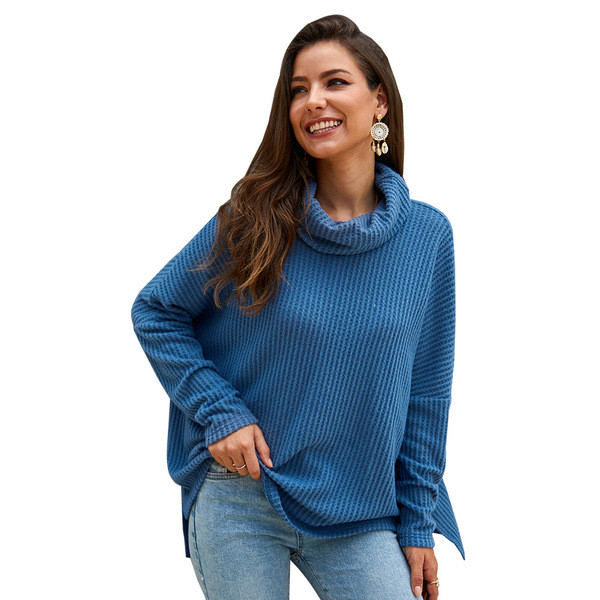 Pulover dama casual model larg cu guler inalt in mai multe culori