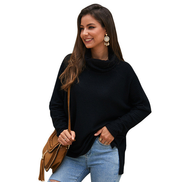 Pulover dama casual model larg cu guler inalt in mai multe culori