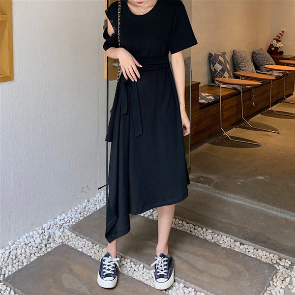 Rochie lungă casual de damă în gri și negru