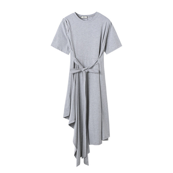 Rochie lungă casual de damă în gri și negru