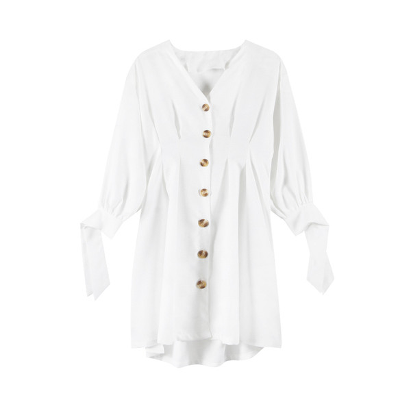 Γυναικείο φόρεμα σε λευκό  χρώμα με κουμπιά