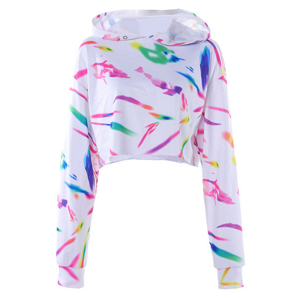 Casual γυναικείο φούτερ σε λευκό χρώμα  με κουκούλα 