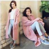 Vesta casual dama - model lung in negru, roz si alb