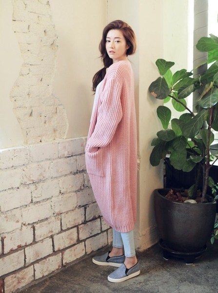 Vesta casual dama - model lung in negru, roz si alb