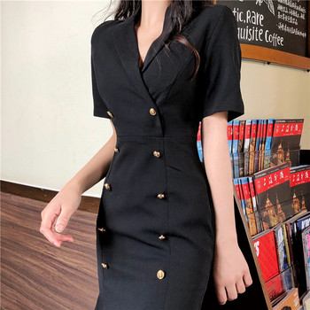 Rochie actuală de damă în două culori cu decolteu spitz