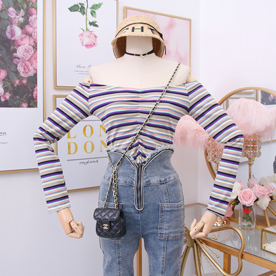 Νέο μοντέλο ριγέ μπλούζα με γυμνούς ώμους - διάφορα χρώματα