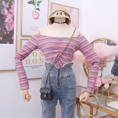 Νέο μοντέλο ριγέ μπλούζα με γυμνούς ώμους - διάφορα χρώματα