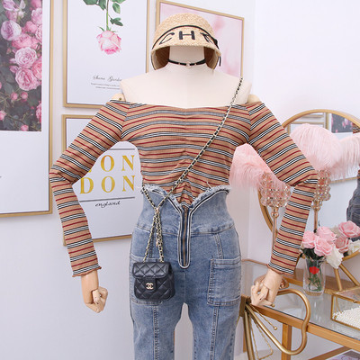 Νέο μοντέλο ριγέ μπλούζα με γυμνούς ώμους - διάφορα χρώματα