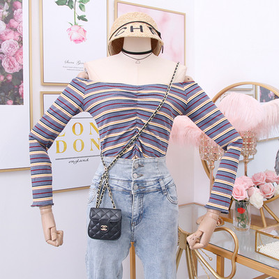 Νέο μοντέλο ριγέ μπλούζα με γυμνούς ώμους - διάφορα χρώματα