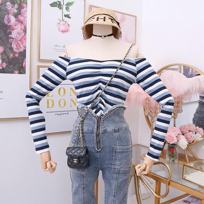 Νέο μοντέλο ριγέ μπλούζα με γυμνούς ώμους - διάφορα χρώματα