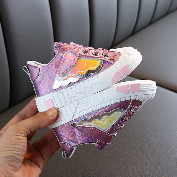 Eko bőrből készült alkalmi gyerek tornacipő lányoknak három színben