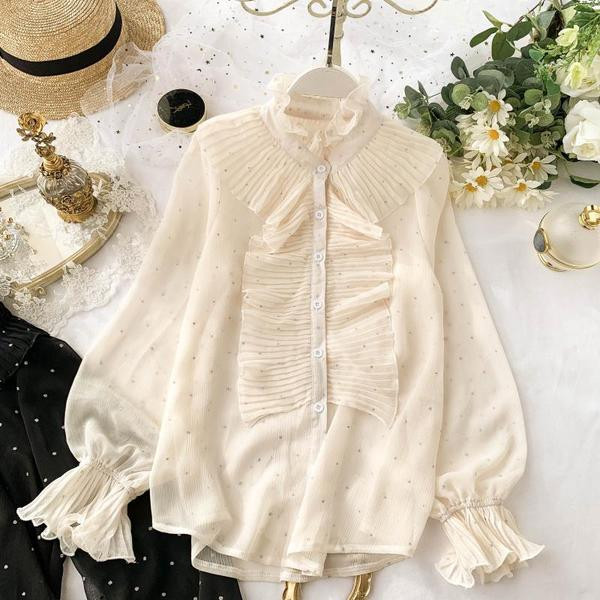 Stílusos női ing fekete-fehér kövekkel