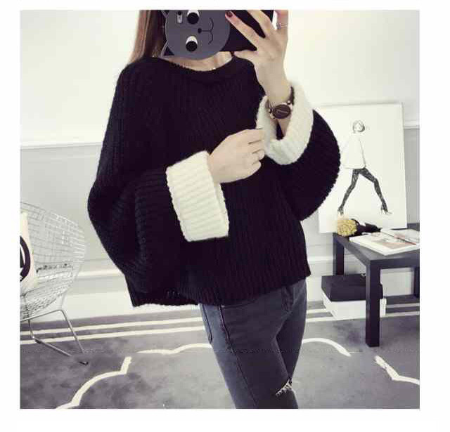 Μοντέρνο γυναικείο πουλόβερ φαρδύ μοντέλο