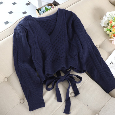 Μοντέρνο γυναικείο πουλόβερ με δεσμούς σε διάφορα χρώματα