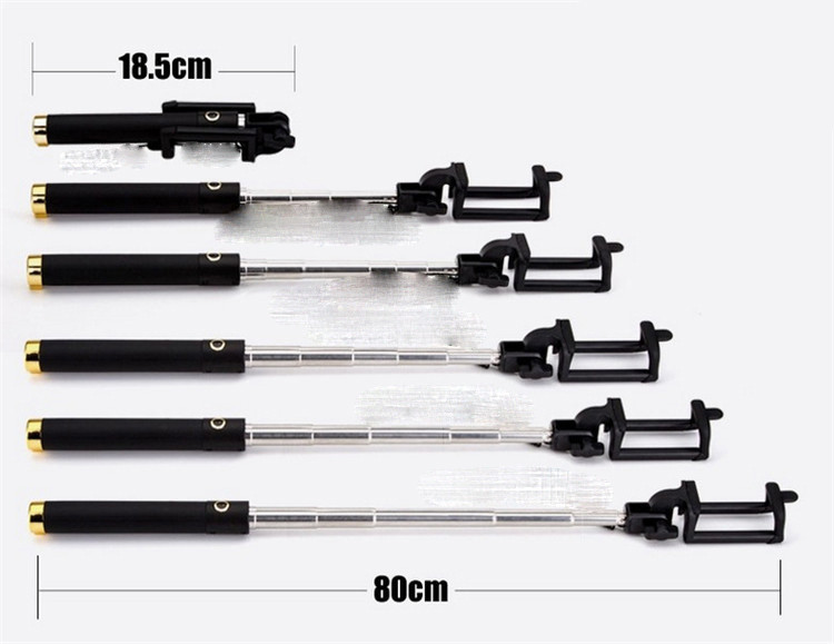 Bluetooth Селфи Стик с копче за снимки съвместим с Android и iOS- Черен/Зелен