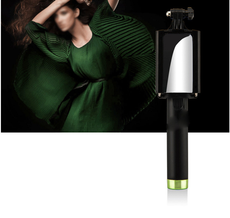 Bluetooth Селфи Стик с копче за снимки съвместим с Android и iOS- Черен/Зелен