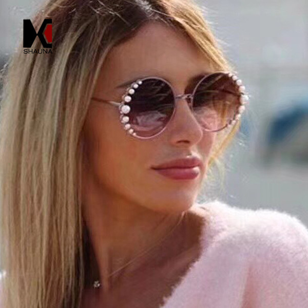 Ochelari moderni de dama cu forma rotunda si perle in mai multe culori