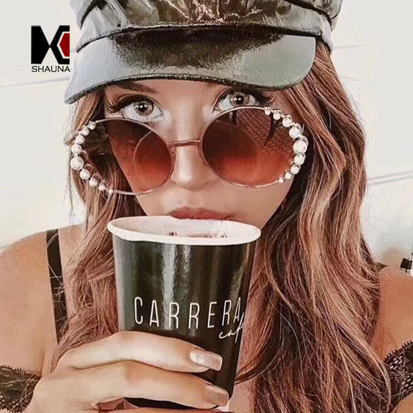 Ochelari moderni de dama cu forma rotunda si perle in mai multe culori