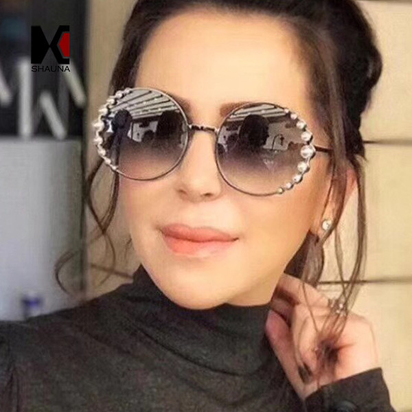 Ochelari moderni de dama cu forma rotunda si perle in mai multe culori