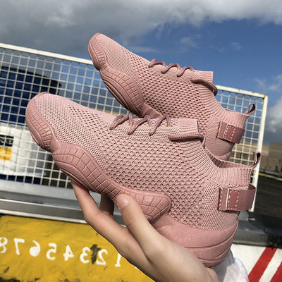 Γυναικεία  παπούτσια casual με κορδόνια σε λευκό, μαύρο και ροζ χρώμα