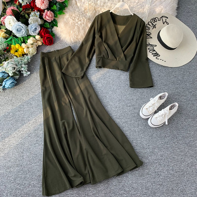 Casual γυναικείο  σετ  μπλούζα και φαρδιά παντελόνια σε διάφορα χρώματα