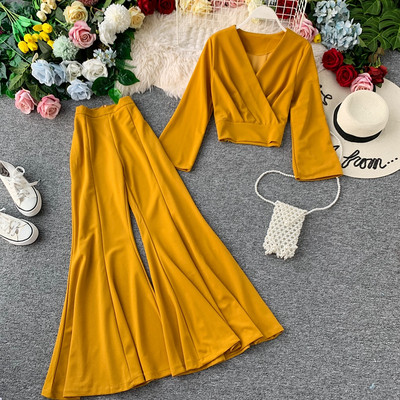 Casual γυναικείο  σετ  μπλούζα και φαρδιά παντελόνια σε διάφορα χρώματα