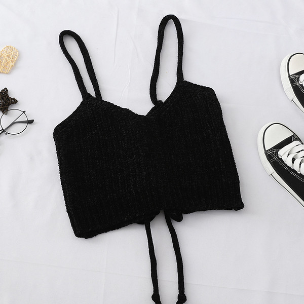 Kötött női felső rövid modell, hátul nyakkendővel több színben