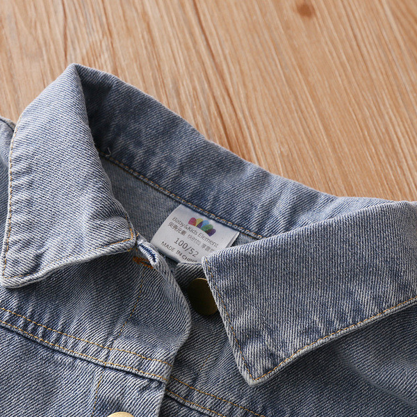 Νέο μοντέρνο παιδικό μπουφάν με τσέπες και κουμπιά σε μπλε χρώμα για κορίτσια