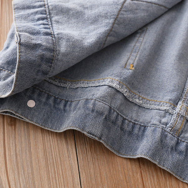 Νέο μοντέρνο παιδικό μπουφάν με τσέπες και κουμπιά σε μπλε χρώμα για κορίτσια