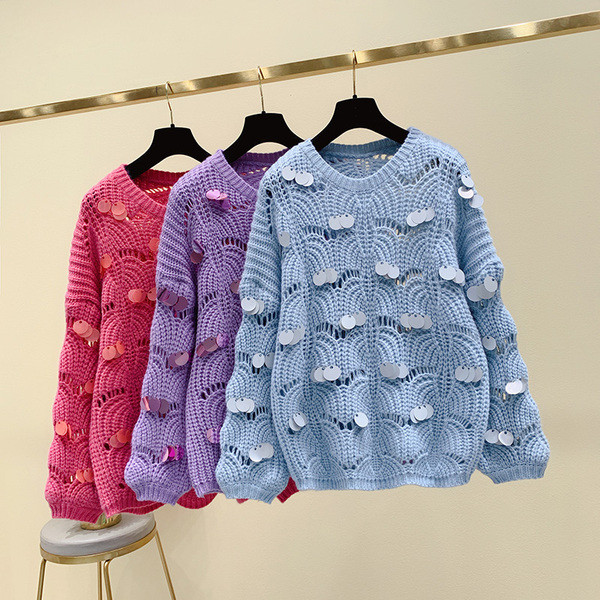 Pulover de iarna de dama cu paiete in trei culori