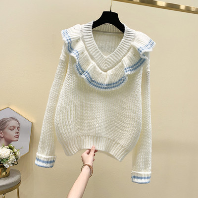 Női téli pulóver spitz nyakkivágással, négy színben