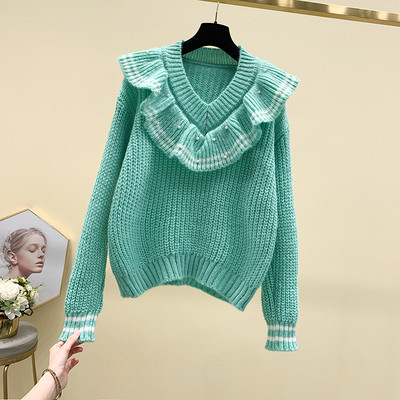 Női téli pulóver spitz nyakkivágással, négy színben