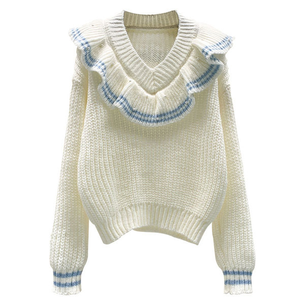 Női téli pulóver spitz nyakkivágással, négy színben