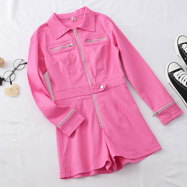 Model nou de salopetă de damă cu mâneci lungi și fermoar în mai multe culori