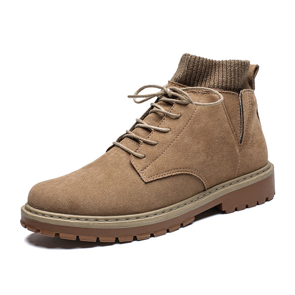 Öko velúrból készült modern férfi csizma három színben, fűzővel