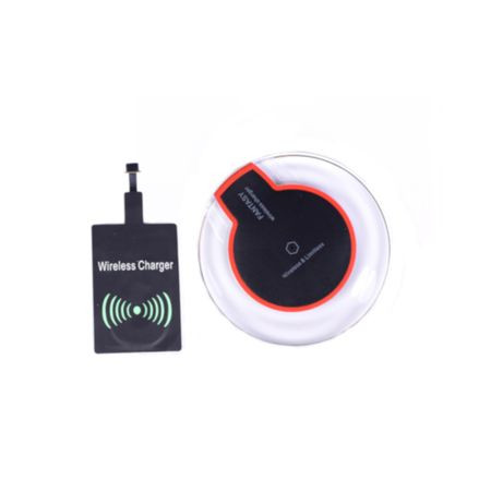 Комплект Безжично зарядно +QI ADAPTER MICRO USB, за телефон + Qi Безжичен приемник с micro USB-черен цвят