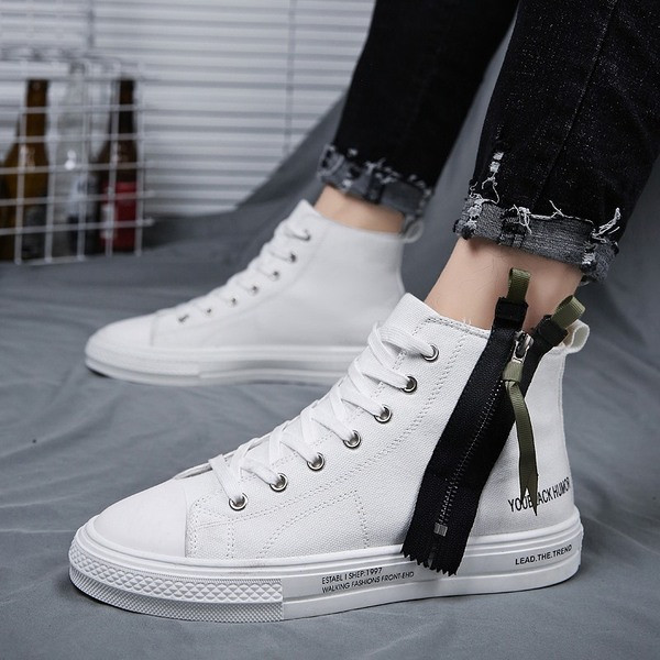 Modern férfi tornacipő három színben fűzővel és cipzárral