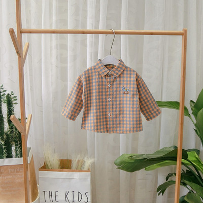 Μοντέρνο καρό παιδικό πουκάμισο με κλασικό κολάρο και κουμπιά σε δύο χρώματα