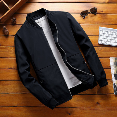 Ανδρικό σακάκι φθινοπώρου με φερμουάρ και υψηλό γιακά σε διάφορα χρώματα