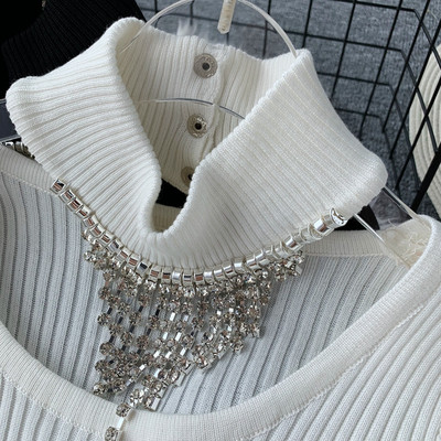 Γυναικείο χειμωνιάτικο φόρεμα Λεπτό σχέδιο με στοιχείο - πέτρες σε τέσσερα χρώματα