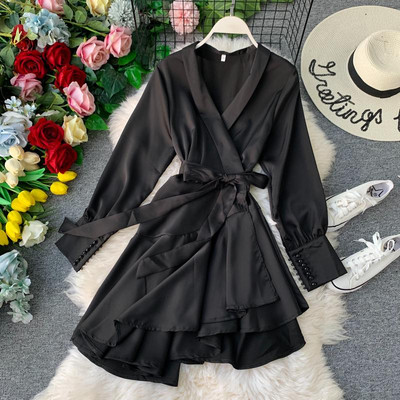 Γυναικείο φόρεμα με μακριά μανίκια σε τρία χρώματα