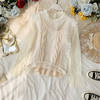 Γυναικεία μπλούζα με δαντέλα και τούλι σε διάφορα χρώματα